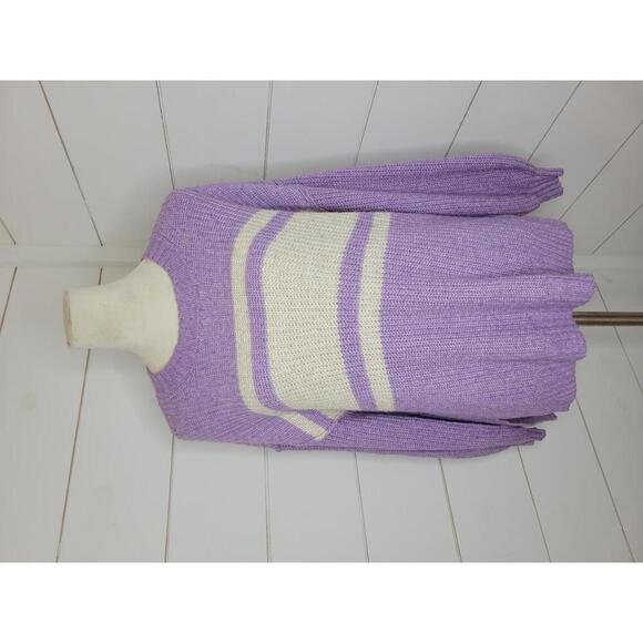 American Eagle Outfitters XS purple & white striped oversized sweater - Picture 1 of 5